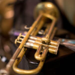 a well-loved trumpet resting between sets
